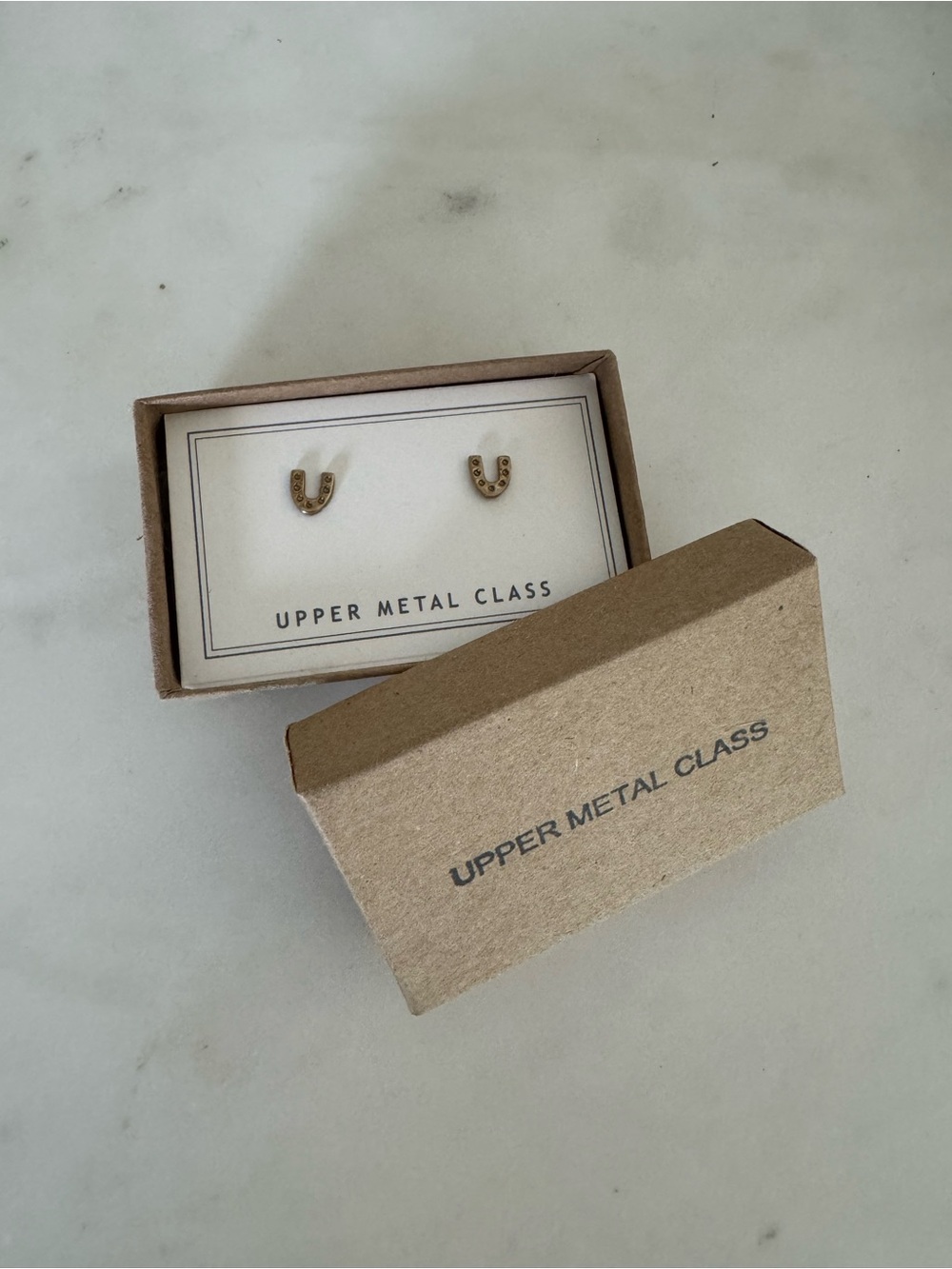 NIB Upper Metal Class Horseshoe Stud Earrings
